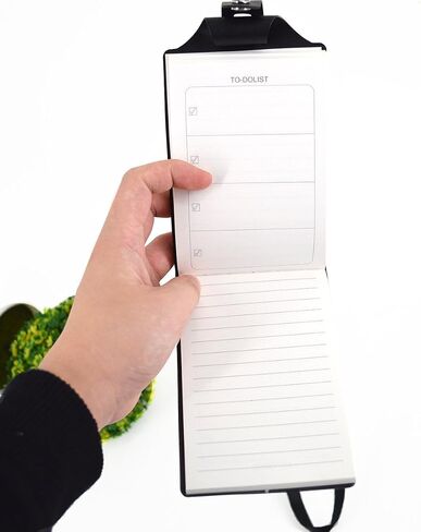 PU Leather Lanyard Meeting Notebook Neck Hanging Notepad with ID Slot and Pen, 3.5X5.1inch, Black in Saudi Arabia