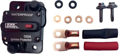 Truck Upfitters Surface Mounted 100A Circuit Breaker (12V-48V, 100 Amp) for DC Automotive and Marine/Boat use: Main Power Breaker, Audio, Winches, Solar, Lighting, Electric Motors & Other Accessories. in Saudi Arabia