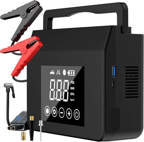 Portable Car Jump Starter with Air Compressor, Capapro 150PSI 4000A Fast Battery Jump Starter Charger with Digital Tire Inflator, Pack with Type-C Quick Charge in Kuwait
