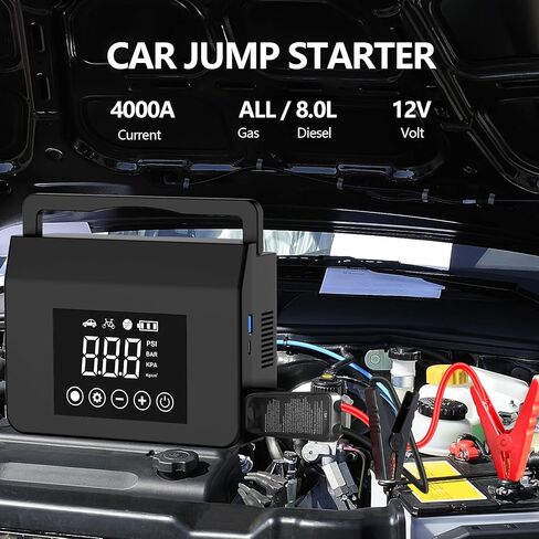 Portable Car Jump Starter with Air Compressor, Capapro 150PSI 4000A Fast Battery Jump Starter Charger with Digital Tire Inflator, Pack with Type-C Quick Charge in Kuwait