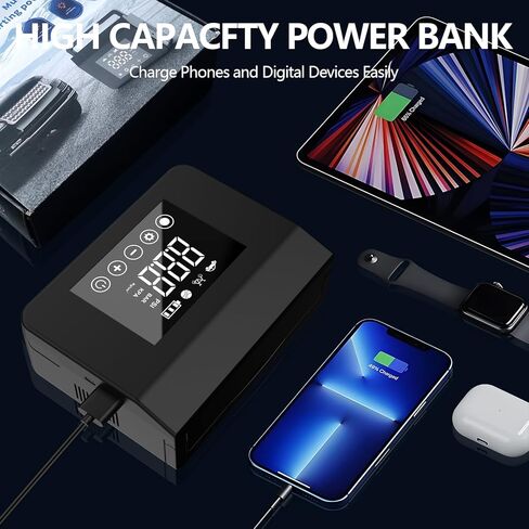Portable Car Jump Starter with Air Compressor, Capapro 150PSI 4000A Fast Battery Jump Starter Charger with Digital Tire Inflator, Pack with Type-C Quick Charge in Kuwait