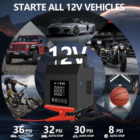 Portable Car Jump Starter with Air Compressor, Capapro 150PSI 4000A Fast Battery Jump Starter Charger with Digital Tire Inflator, Pack with Type-C Quick Charge in Kuwait