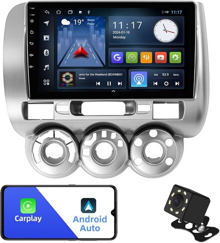 2+32G Android 12 Double Din Car Stereo for Honda Fit 2004-2007 with 9 Inch Touchscreen Radio Built-in Bluetooth 5.4/WiFi 6/Wireless Carplay/Android Auto/GPS/FM/AUX-in/SWC/Backup Camera in Saudi Arabia