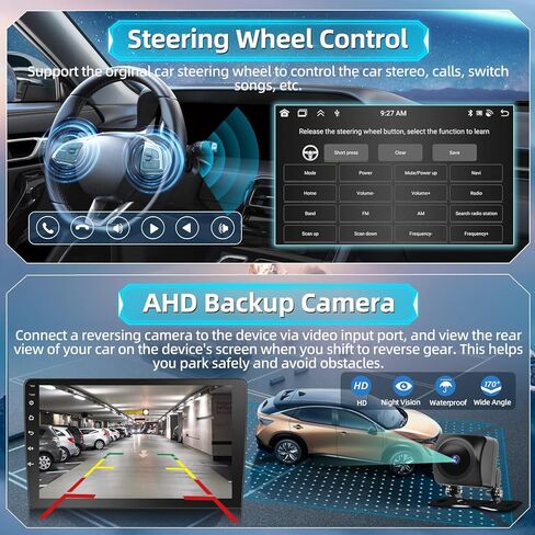 Podofo 4+64G 8-core راديو ستيريو للسيارة Ford Escape Kuga 2013-2019 مع CarPlay اللاسلكي Android Auto 9 بوصة شاشة تعمل باللمس صوت بلوتوث مع نظام تحديد المواقع العالمي للملاحة مرآة رابط WiFi EQ RDS Hi-Fi كاميرا احتياطية in Saudi Arabia