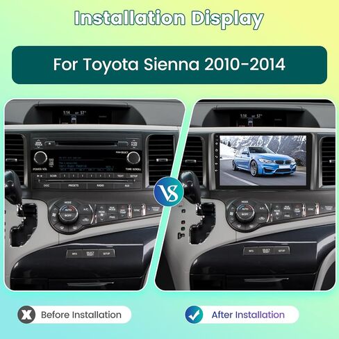 8 Core Android 13 Car Radio for Toyota Sienna 2010-2014 - Wireless Carplay & Android Auto - 9 Inch IPS Touch Screen with DSP/WiFi/GPS/SWC + AHD Rear View Camera & MIC, 4 + 64G in Saudi Arabia