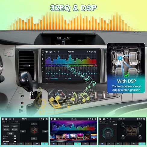 8 Core Android 13 Car Radio for Toyota Sienna 2010-2014 - Wireless Carplay & Android Auto - 9 Inch IPS Touch Screen with DSP/WiFi/GPS/SWC + AHD Rear View Camera & MIC, 4 + 64G in Saudi Arabia