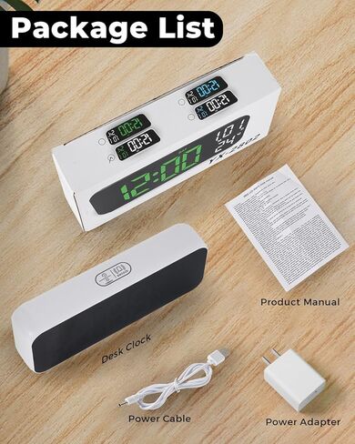 ساعات طاولة منبه رقمي من Poeroa - 6.7 بوصة LED صغيرة منبه مزدوج بجانب السرير لغرف النوم مع خافت قابل للتعديل لأسبوع درجة الحرارة والعد التنازلي DST Snooze in Kuwait