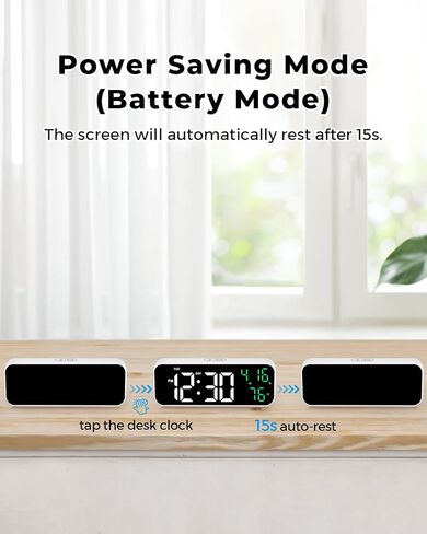 ساعات طاولة منبه رقمي من Poeroa - 6.7 بوصة LED صغيرة منبه مزدوج بجانب السرير لغرف النوم مع خافت قابل للتعديل لأسبوع درجة الحرارة والعد التنازلي DST Snooze in Kuwait