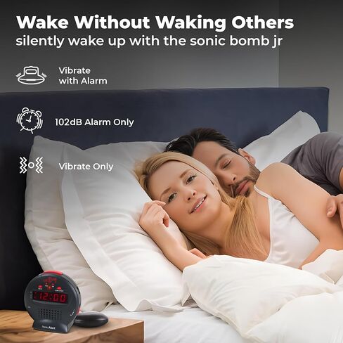 تنبيه سونيك منبه رقمي صغير مع بطارية احتياطية، قيلولة بعد الظهر، خافت سطوع كامل النطاق، ساعة مدمجة تعمل بمنفذ لغرف النوم، المكتب، بجانب السرير، سهلة التشغيل (أسود) in Kuwait