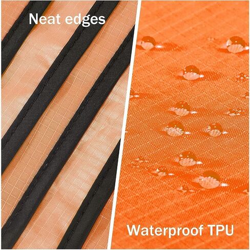 Beach Blanket, Sandproof Beach Mat ‎10'x9' for 8 Persons, Extra Large Beach Blanket Waterproof Beach Blanket with 4 Stakes, Easy to Clean, Lightweight Compact Beach Accessories (Orange) in Saudi Arabia