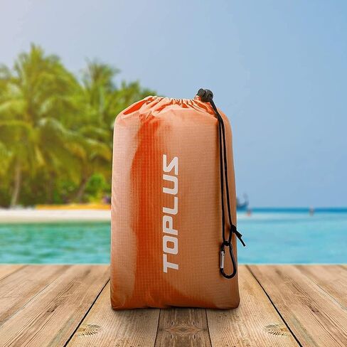 Beach Blanket, Sandproof Beach Mat ‎10'x9' for 8 Persons, Extra Large Beach Blanket Waterproof Beach Blanket with 4 Stakes, Easy to Clean, Lightweight Compact Beach Accessories (Orange) in Saudi Arabia