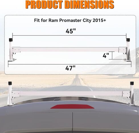 Van Roof Ladder Rack Compatible with RAM ProMaster City 2015-On 2 Crossbars in Saudi Arabia