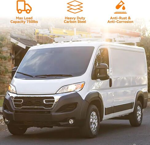Van Roof Ladder Rack Compatible with RAM ProMaster City 2015-On 2 Crossbars in Saudi Arabia