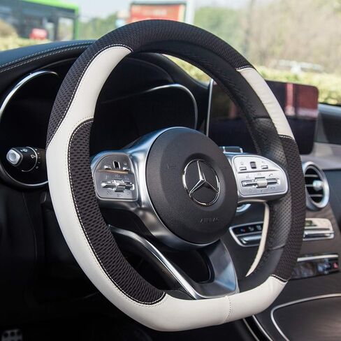 Universal Car Steering Wheel Cover Microfiber Leather Viscose Multi-Element Stitching (Black&Pink, D) in Saudi Arabia