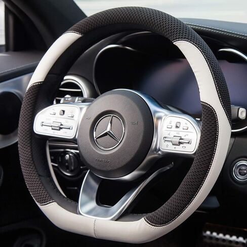 Universal Car Steering Wheel Cover Microfiber Leather Viscose Multi-Element Stitching (Black&Pink, D) in Saudi Arabia