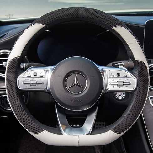 Universal Car Steering Wheel Cover Microfiber Leather Viscose Multi-Element Stitching (Black&Pink, D) in Saudi Arabia