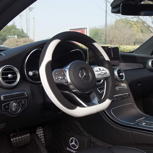 Universal Car Steering Wheel Cover Microfiber Leather Viscose Multi-Element Stitching (Black&Pink, D) in Saudi Arabia