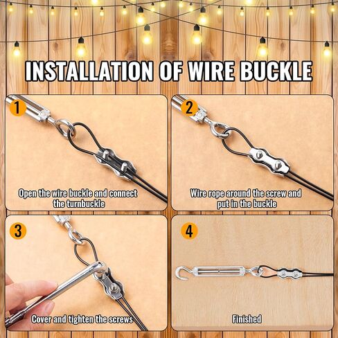 Dreyoo 2 Pack 328Ft String Light Hanging Kit Outdoor, Nylon Coated 304 Stainless Steel Wire Rope Cable, Turnbuckle and Hooks and Multiple Accessories for Patio Lighting, Guide Wire for Outdoor Lights in Saudi Arabia