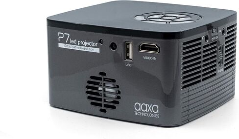 [البطارية] جهاز عرض صغير AAXA P7 مع بطارية، دقة أصلية 1080 بكسل، جهاز عرض محمول LED لمدة 30,000 ساعة، BT 4.0، مشغل وسائط مدمج، للأعمال والمسرح المنزلي in Kuwait