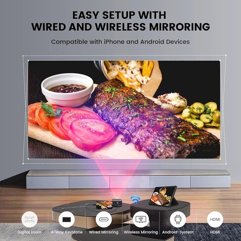 [البطارية] جهاز عرض صغير AAXA P7 مع بطارية، دقة أصلية 1080 بكسل، جهاز عرض محمول LED لمدة 30,000 ساعة، BT 4.0، مشغل وسائط مدمج، للأعمال والمسرح المنزلي in Kuwait
