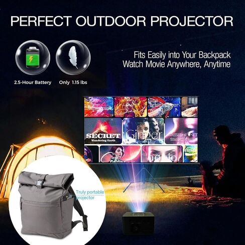[البطارية] جهاز عرض صغير AAXA P7 مع بطارية، دقة أصلية 1080 بكسل، جهاز عرض محمول LED لمدة 30,000 ساعة، BT 4.0، مشغل وسائط مدمج، للأعمال والمسرح المنزلي in Kuwait