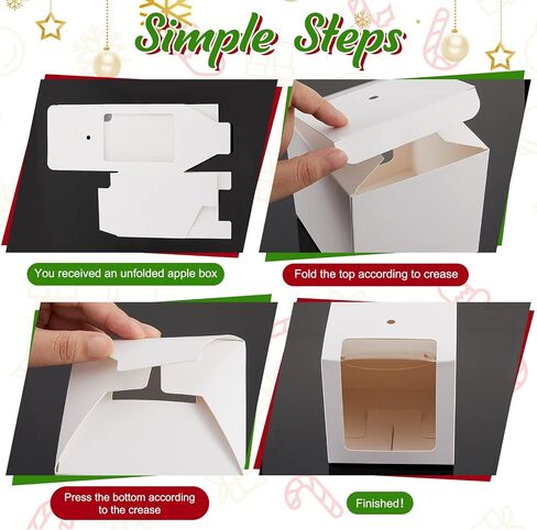100 Pcs Candy Apple Boxes with Hole Caramel Apple Boxes 4 x 4 x 4 Inch Apple Gift Box Cookies Chocolate Apple Container with Clear Window for Harvest Autumn Party Wedding Baby Shower (Black) in Saudi Arabia