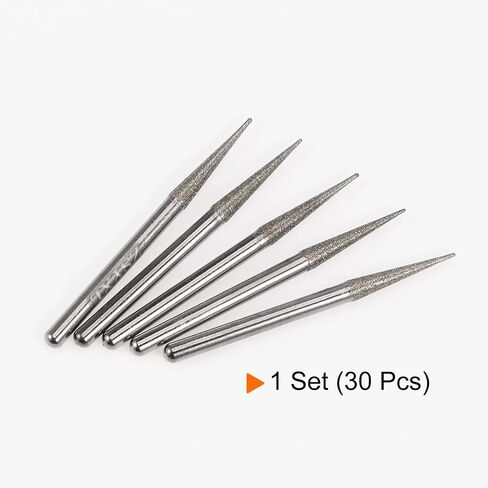 30pcs Diamond Grinding Burrs Carving Bits 2mm Pointed Type Head Mounted Point 1/8 Shank for Rotary Tool in Saudi Arabia