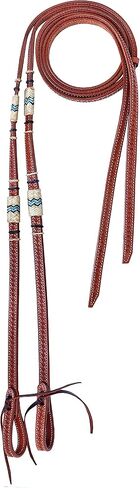 CHALLENGER Horse Western 8' Tan Leather Turquoise Rawhide Barrel Reins 6678S in Saudi Arabia