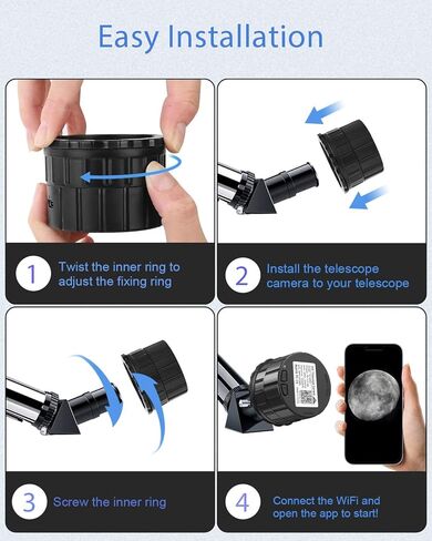 كاميرا عينية إلكترونية WiFi: كاميرا تلسكوب رقمية بدقة 4 ميجابكسل للتلسكوب البصري والمجهر، وكاميرا نطاق تحديد للتصوير الفلكي، ومشاهدة الكواكب والطيور in Kuwait