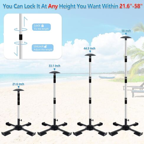 Boat Cover Support Poles 2 Pack, Aluminum Boat Cover Poles Adjustable 16"-58", Telescopic Boat Cover Support System 4-Stage Extension with Metal Quadrupod Base for Pontoon and Jon Boat(Black) in Saudi Arabia
