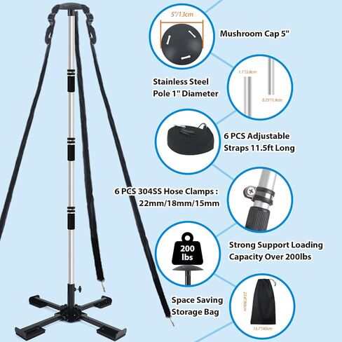 Boat Cover Support Poles 2 Pack, Aluminum Boat Cover Poles Adjustable 16"-58", Telescopic Boat Cover Support System 4-Stage Extension with Metal Quadrupod Base for Pontoon and Jon Boat(Black) in Saudi Arabia