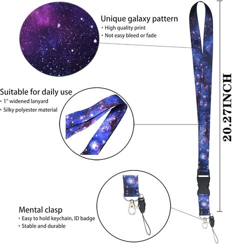 DMLSKY حبل Galaxy أرجواني للمفاتيح وحامل معرف العمل بطول 20.3 سم للرجال والنساء مع إبزيم أسود قابل للفصل in Saudi Arabia