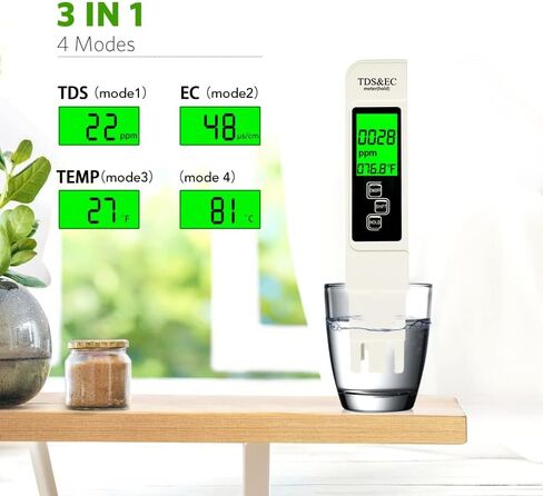 مقياس TDS الرقمي، 3 في 1 TDS، EC ومقياس درجة الحرارة، مقياس PPM دقيق وموثوق به، مجموعات اختبار المياه الرقمية لجودة مياه الشرب، الصنبور، البئر، نظام RO/DI، الزراعة المائية in Saudi Arabia