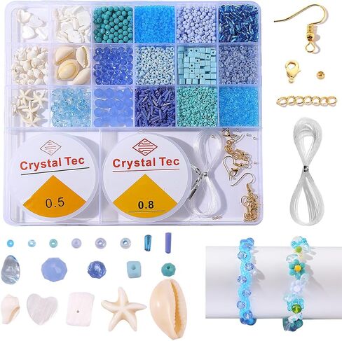 Beach Beads for Bracelets Making Kit -5300Pcs Pony Beads for Jewelry Making,with Charm Seashells and Crystal Beads for Making Friendship Bracelet Necklace and Earring Gifts for Woman (Off white) in Saudi Arabia