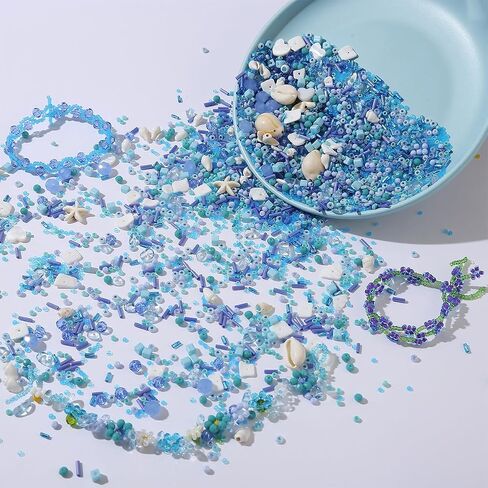 Beach Beads for Bracelets Making Kit -5300Pcs Pony Beads for Jewelry Making,with Charm Seashells and Crystal Beads for Making Friendship Bracelet Necklace and Earring Gifts for Woman (Off white) in Saudi Arabia