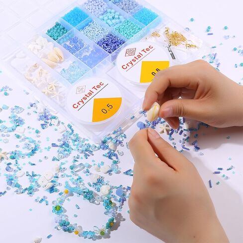 Beach Beads for Bracelets Making Kit -5300Pcs Pony Beads for Jewelry Making,with Charm Seashells and Crystal Beads for Making Friendship Bracelet Necklace and Earring Gifts for Woman (Off white) in Saudi Arabia