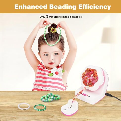 طقم دوار الخرز الطيني الكهربائي - آلة خيط الخرز الأوتوماتيكية مع إبرتين لصنع المجوهرات - خرز الخصر والأساور والقلائد أداة DIY بدون جهد in Kuwait