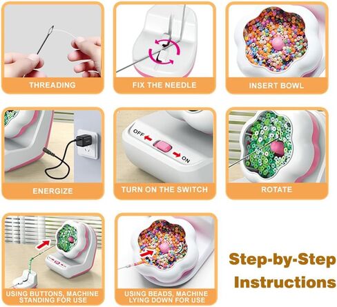 طقم دوار الخرز الطيني الكهربائي - آلة خيط الخرز الأوتوماتيكية مع إبرتين لصنع المجوهرات - خرز الخصر والأساور والقلائد أداة DIY بدون جهد in Kuwait