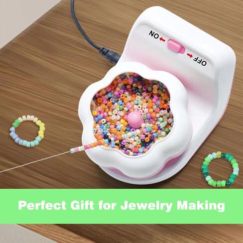 طقم دوار الخرز الطيني الكهربائي - آلة خيط الخرز الأوتوماتيكية مع إبرتين لصنع المجوهرات - خرز الخصر والأساور والقلائد أداة DIY بدون جهد in Kuwait