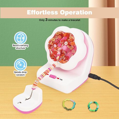 طقم دوار الخرز الطيني الكهربائي - آلة خيط الخرز الأوتوماتيكية مع إبرتين لصنع المجوهرات - خرز الخصر والأساور والقلائد أداة DIY بدون جهد in Kuwait