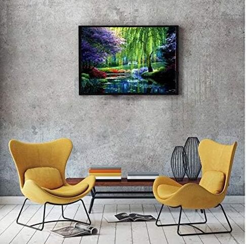 الطلاء بالأرقام للبالغين، لوحة رسم DIY مع 4 فرش طلاء ودهانات أكريليك، ديكور هدايا قماش ملفوف مقاس 40.64 سم × 50.8 سم، منظر طبيعي للربيع في الحديقة in Kuwait