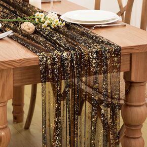 P Pothuiny 2 Pcs Light Pink Table Runner 28 x 120 Inch, Glitter Metallic Foil Tulle Table Runner Party Golden Sheer Gauze Table Decor for Wedding Birthday Christmas Anniversary in Kuwait