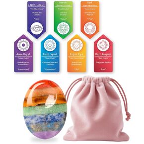 Worry Stone for Anxiety, Chakras Crystals and Healing Stones, 1.5" Thumb Oval-Shaped with Indentation for Anxiety Stress Relief, Hand Carved Natural Gemstone Birthday Gifts for Women in Kuwait