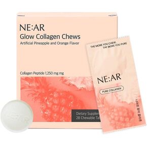 NE:AR Glow Collagen Chews – 2 500mg Peptides with Hyaluronic Acid & Vitamin C Tasty Easy Daily Support for Skin Hair Nails Pineapple Flavor in Saudi Arabia