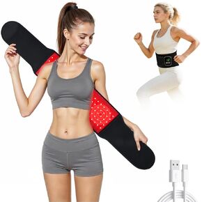 Red Light Therapy Belt for Body, 660nm & 850nm, 105 LED Beads, 5-Level Dimming, 3-Speed Vibration, & 3 Timed Modes Rechargeable Heating Waist Wrap for Back, Knee, Abdomen in Saudi Arabia