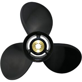 مروحة القارب 9 1/4x8 الملعب 9 1/4x9p 9 1/4x11p 9 1/4x12p متوافقة مع سوزوكي DF8A 9.9hp 9.9A 15hp 15A 20A DT9.9 15hp 15C محركات خارجية، 10 دعامات محرك القارب من الألومنيوم، 3 شفرات، RH in Kuwait