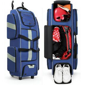 70L Catchers Gear Bag with Wheels, Soft Rolling Baseball & Softball Bag for 4 Bats, Multi-Pockets, Shoe Compartment, Fence Hook, Portable Equipment Bags for Youth & Adult in Kuwait