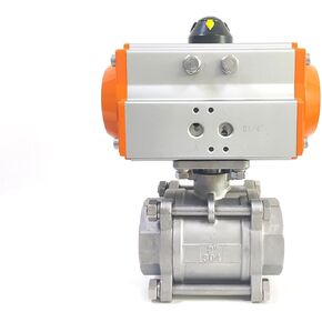 1PCS DN32 Three-Piece high Platform Pneumatic Ball Valve Stainless Steel Q611F-16P Double Acting Cylinder 1-1/4" in Kuwait
