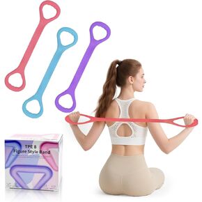 Figure 8 Fitness Resistance Band, Arm Back Shoulder Exercise Elastic Rope Stretch Fitness Band, Exercise Equipment for Yoga, Pilates,Physical Therapy,Stretching（3 Pack） in Saudi Arabia