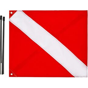 20 x 24 Inch Dive Flag with Removable Stiffening Pole for Scuba Diving Freediving Spearfishing, Red and White Diving Flags US Legal Size Diver Down Boat Flag (Dive Flag) in Kuwait
